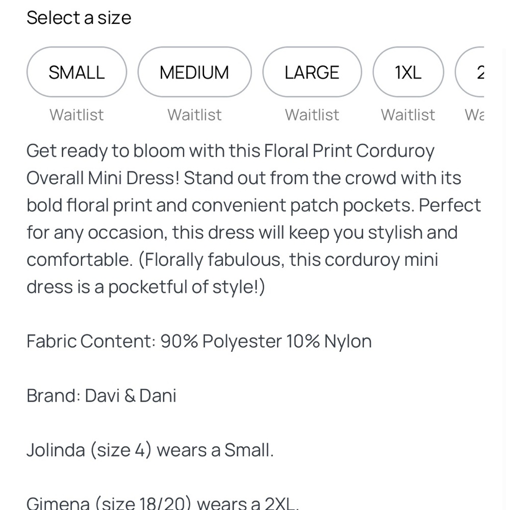 DAVI & DANI Vibrant Floral Corduroy Dress